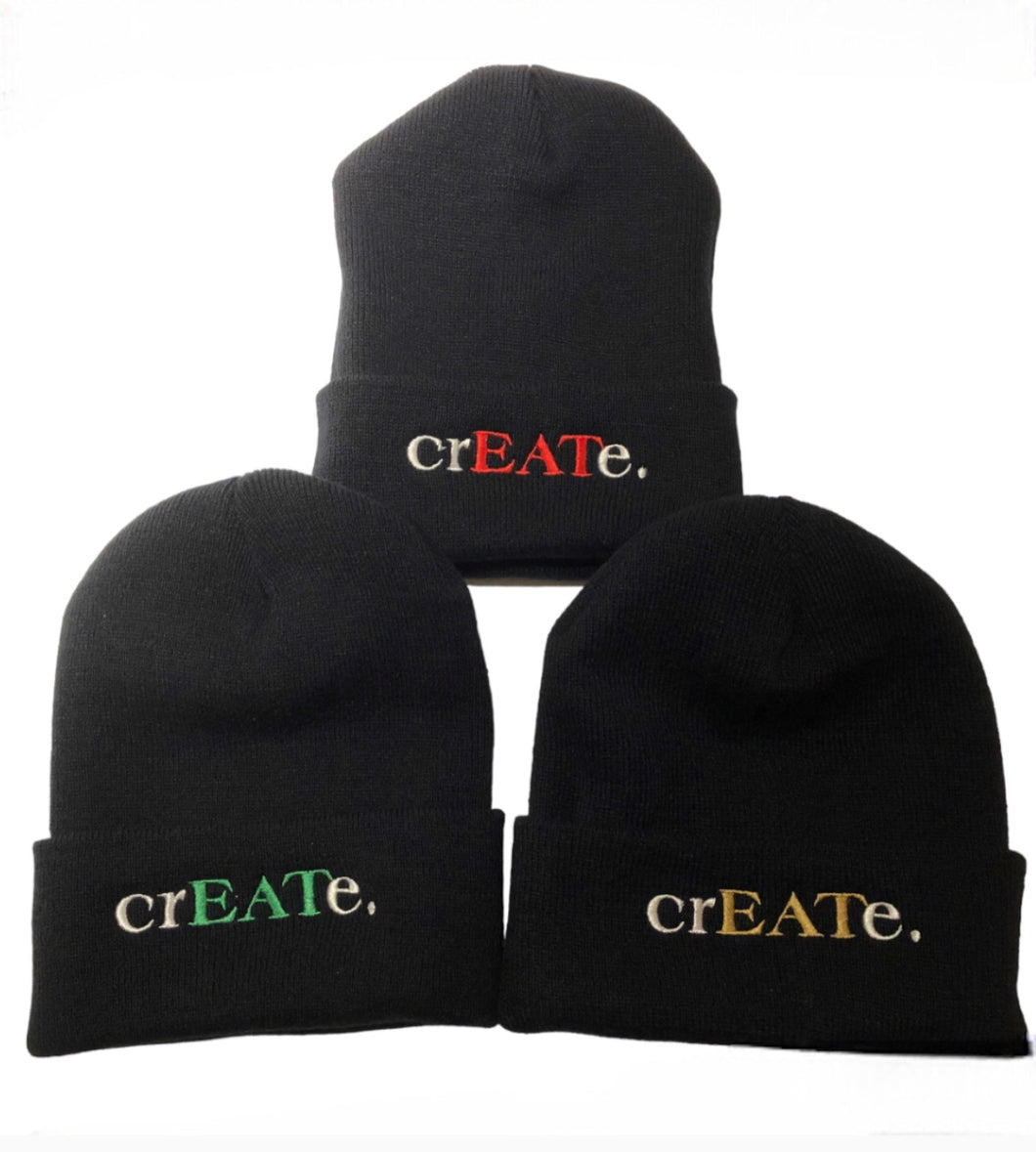 Black Roll Knit Hats | Multicolor Text [*New Merch]